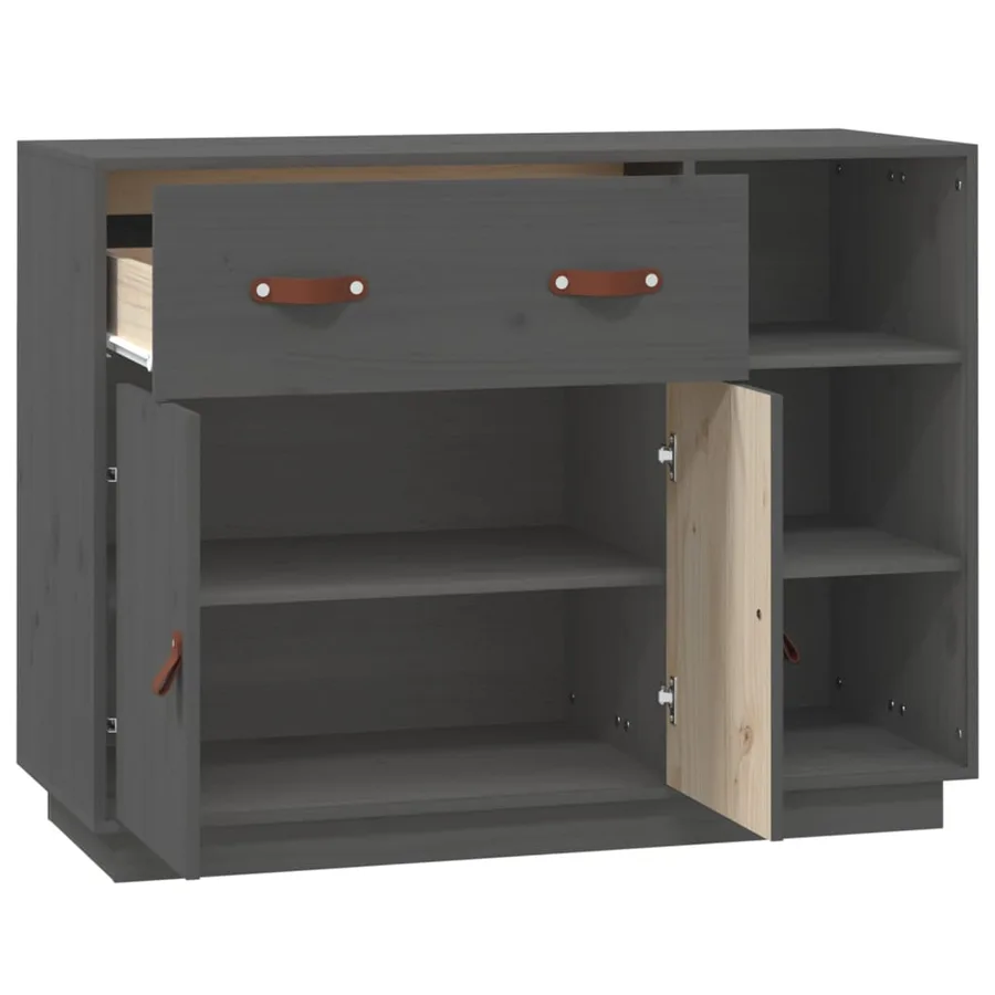 Buffet Gris 98,5x40x75 cm Bois massif de pin - 7