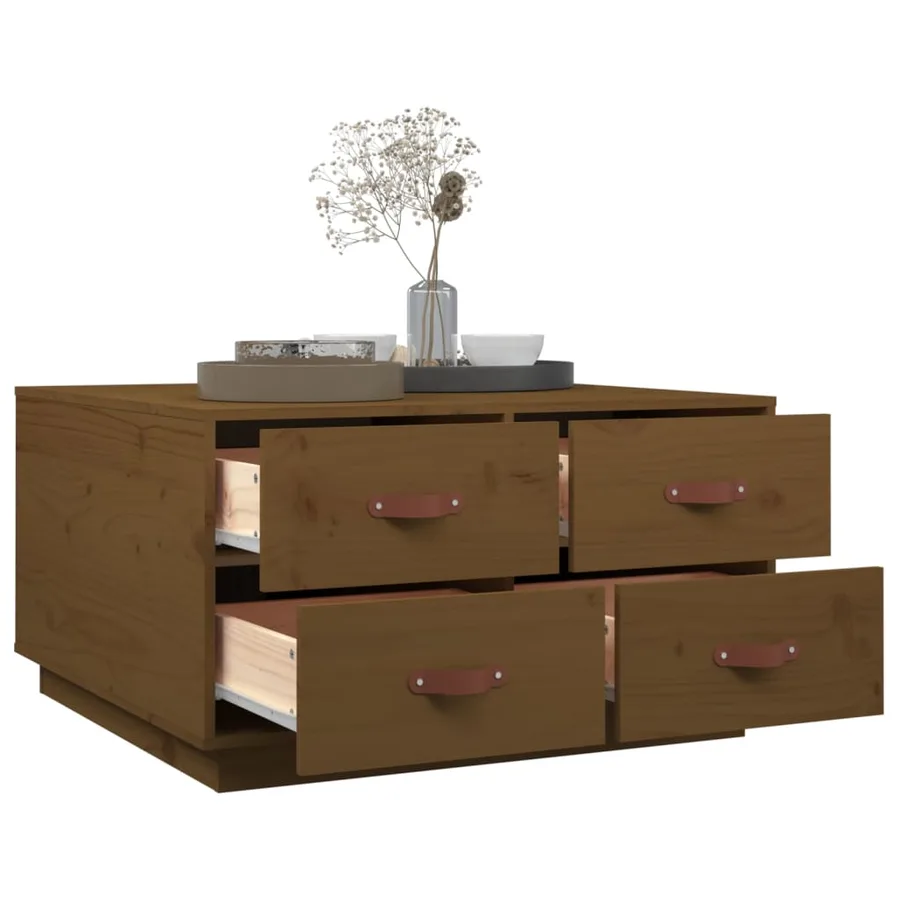 Table basse Marron miel 80x80x45 cm Bois massif de pin - 5