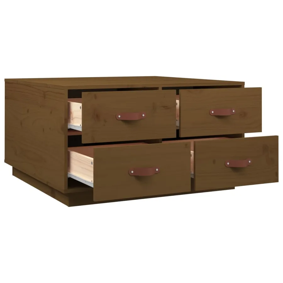Table basse Marron miel 80x80x45 cm Bois massif de pin - 7
