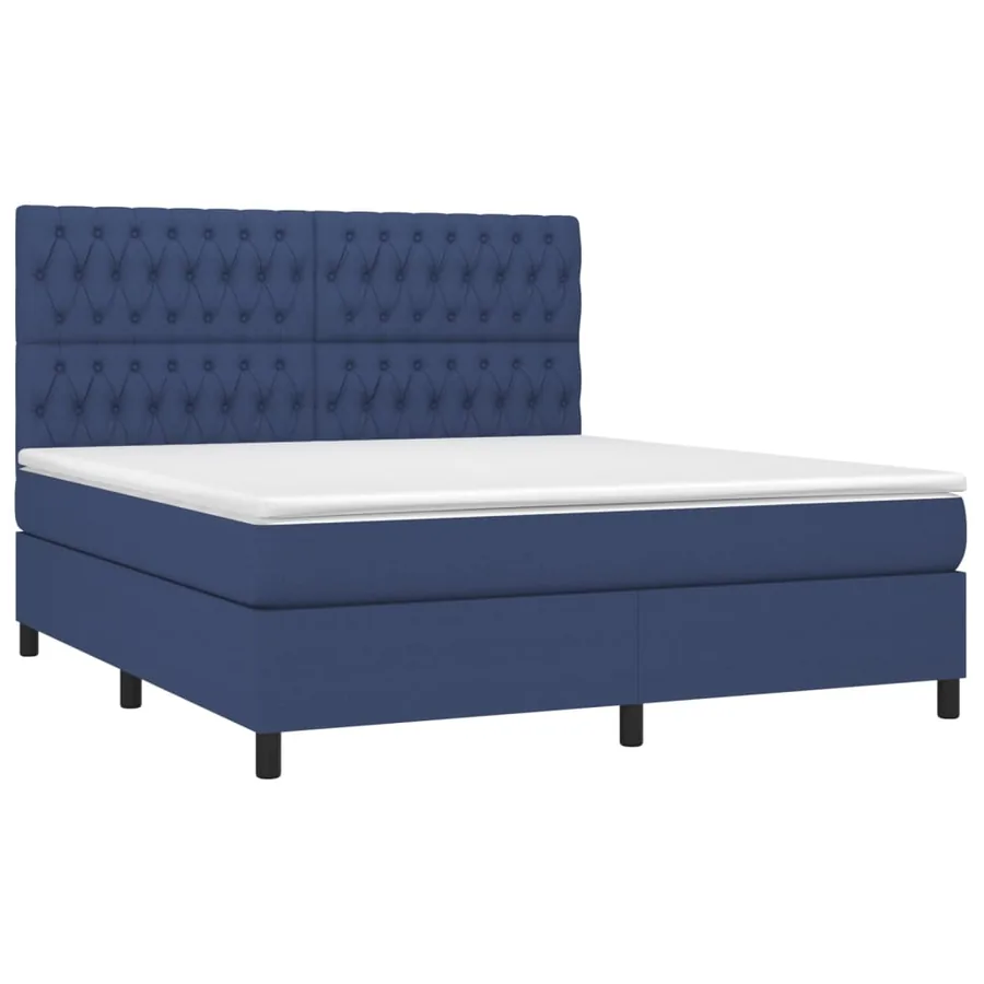 Sommier à lattes de lit avec matelas Bleu 180x200 cm Tissu - 3