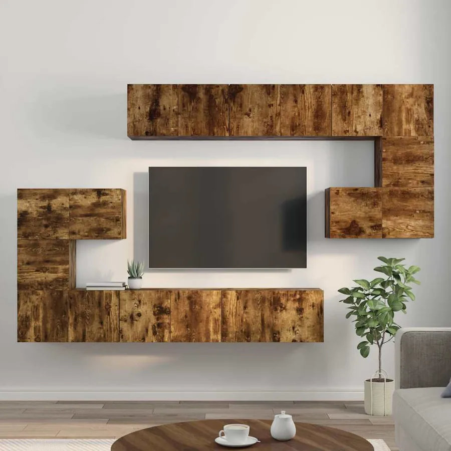 Ensemble de meubles TV 10 pcs Chêne fumé Bois d'ingénierie