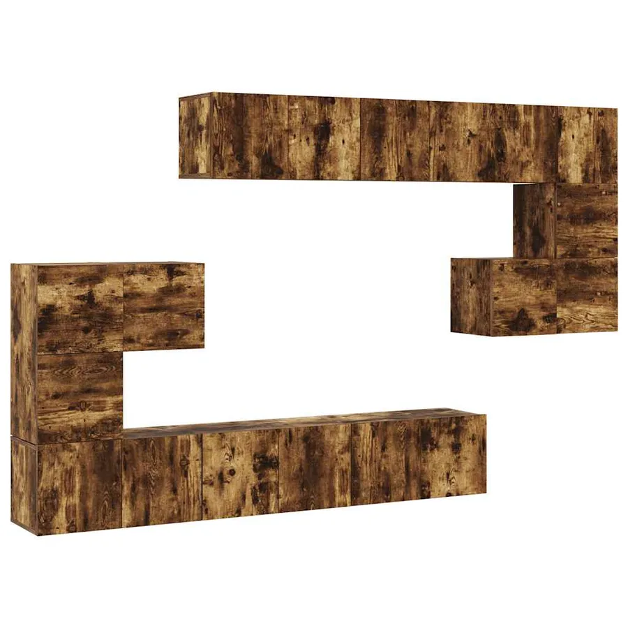 Ensemble de meubles TV 10 pcs Chêne fumé Bois d'ingénierie - 2
