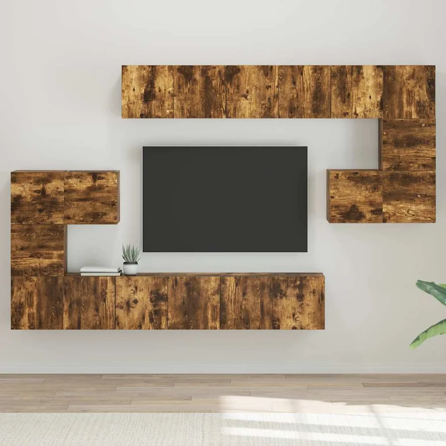 Ensemble de meubles TV 10 pcs Chêne fumé Bois d'ingénierie - 3