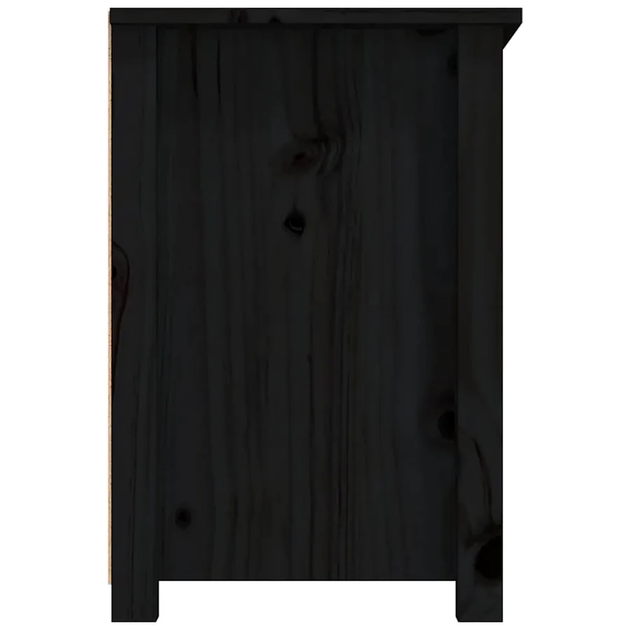 Meuble TV Noir 79x35x52 cm Bois de pin massif - 8