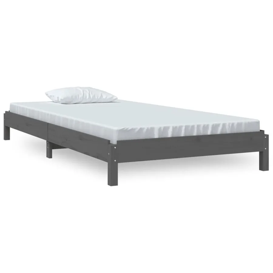 Lit empilable sans matelas gris 75x190 cm bois de pin massif - 2
