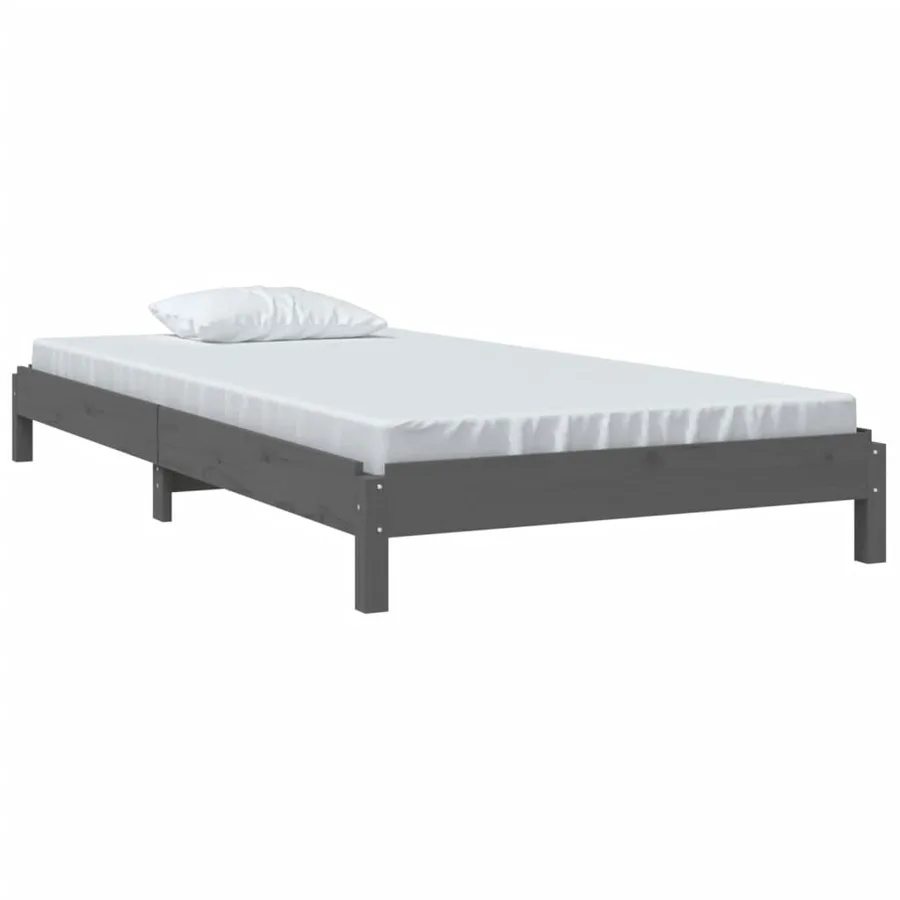 Lit empilable sans matelas gris 75x190 cm bois de pin massif - 3