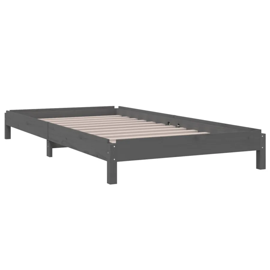 Lit empilable sans matelas gris 75x190 cm bois de pin massif - 7