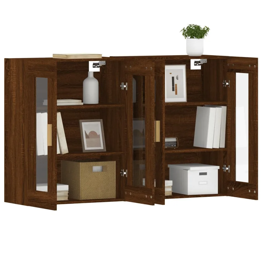 Armoires murales 2 pcs chêne marron bois d'ingénierie - 4