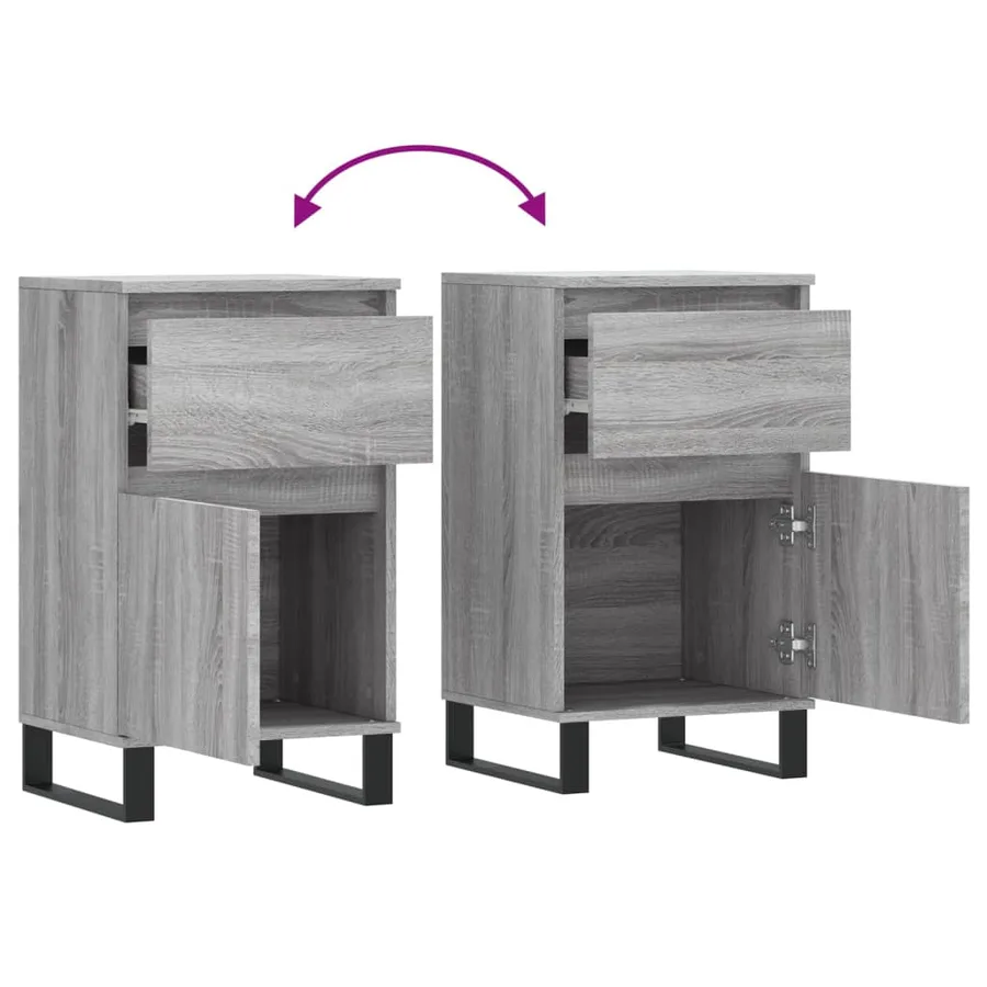 Buffet sonoma gris 40x35x70 cm bois d'ingénierie - 8