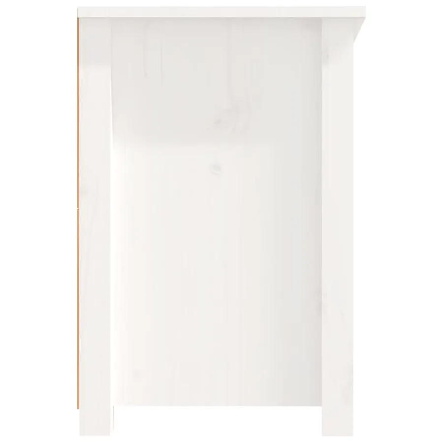 Meuble TV Blanc 114x35x52 cm Bois de pin massif - 8