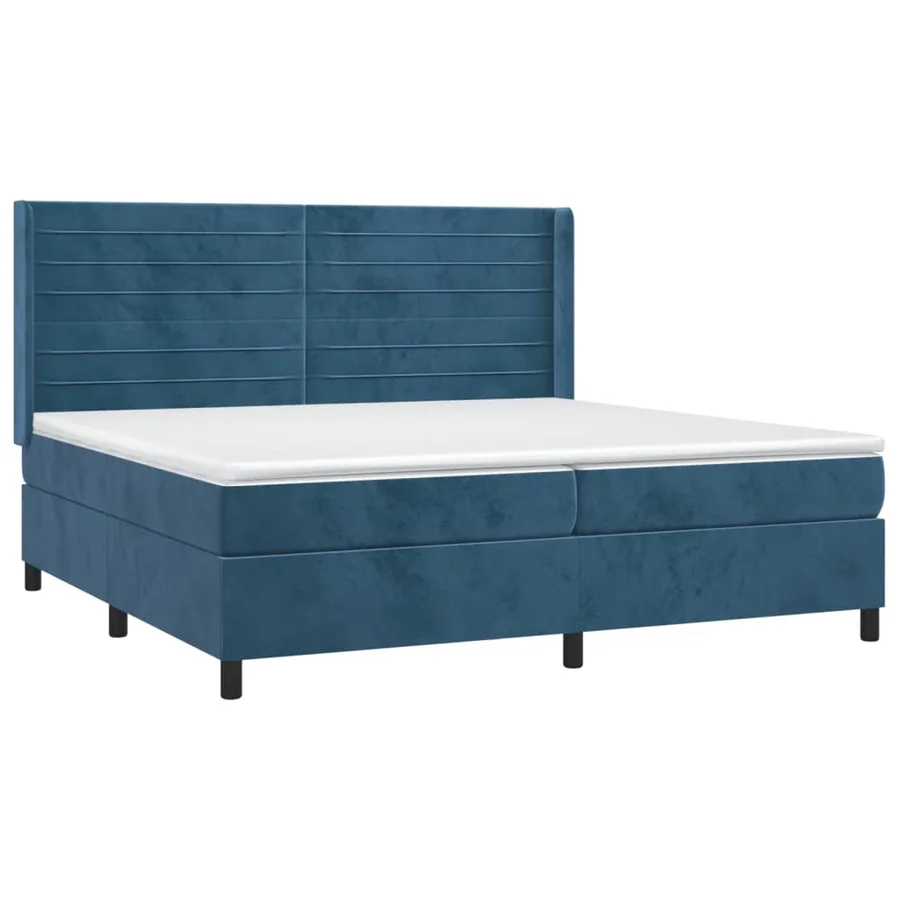 Sommier à lattes de lit et matelas Bleu foncé 200x200cm Velours - 3