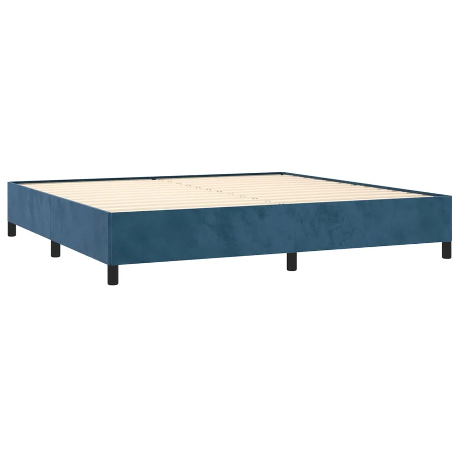 Sommier à lattes de lit et matelas Bleu foncé 200x200cm Velours - 4