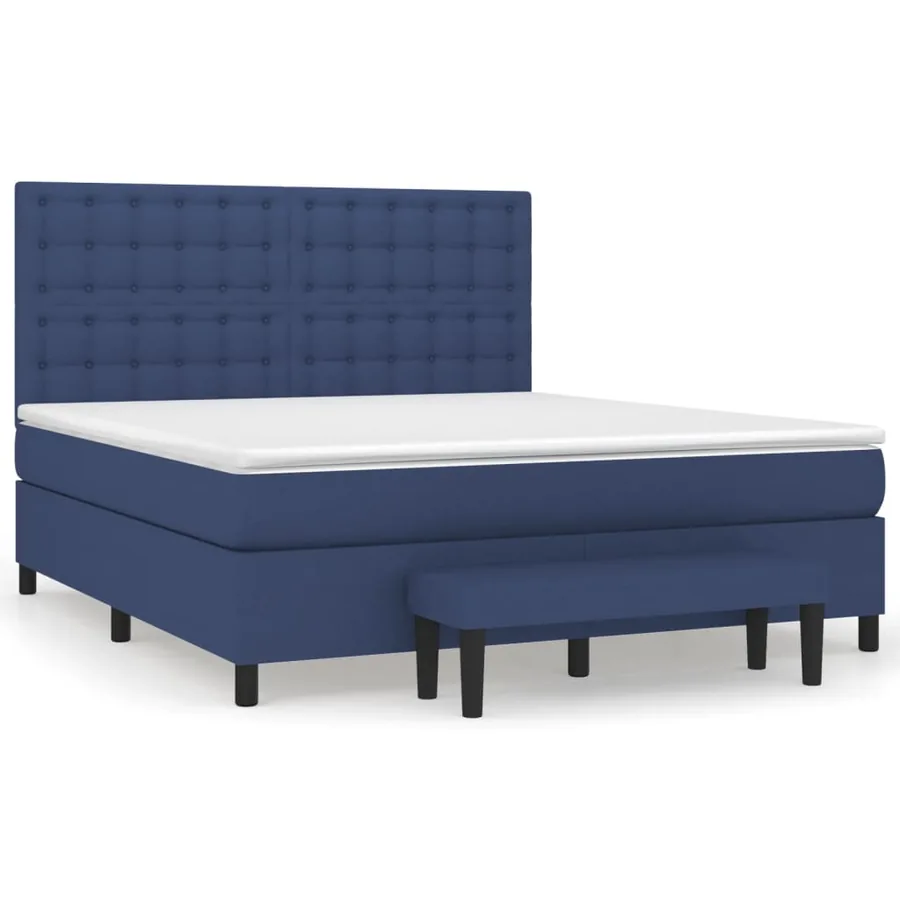 Sommier à lattes de lit avec matelas Bleu 180x200 cm Tissu - 2