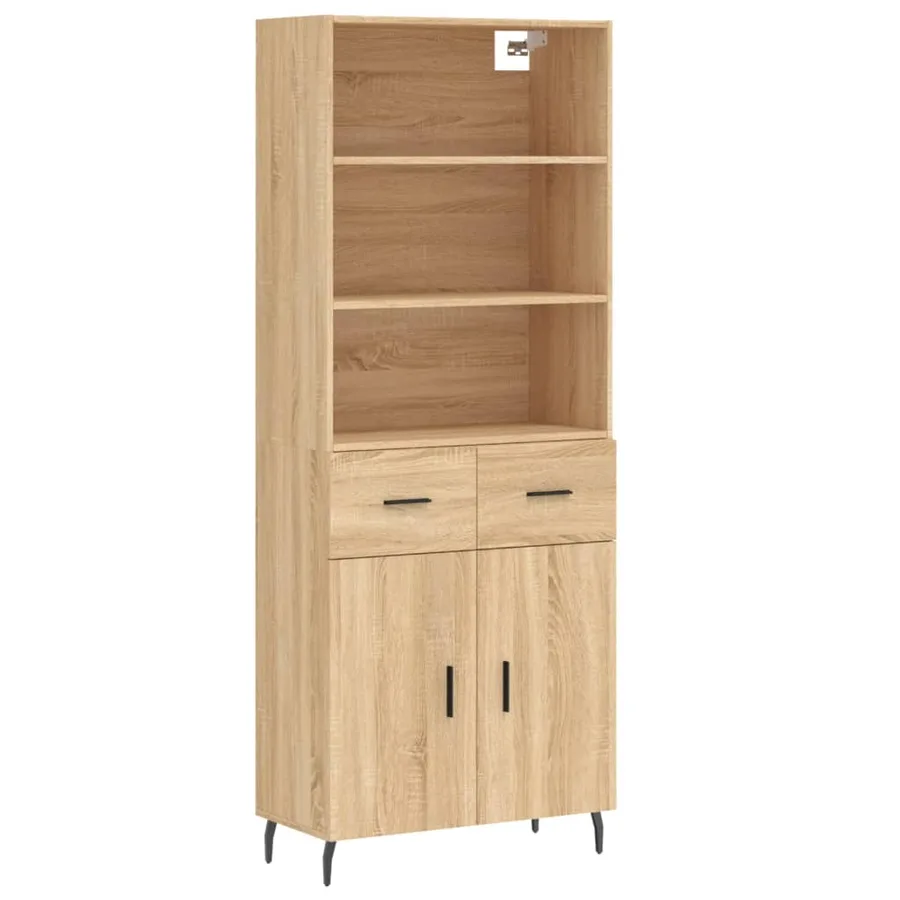 Buffet haut Chêne sonoma 69,5x34x180 cm Bois d'ingénierie - 2