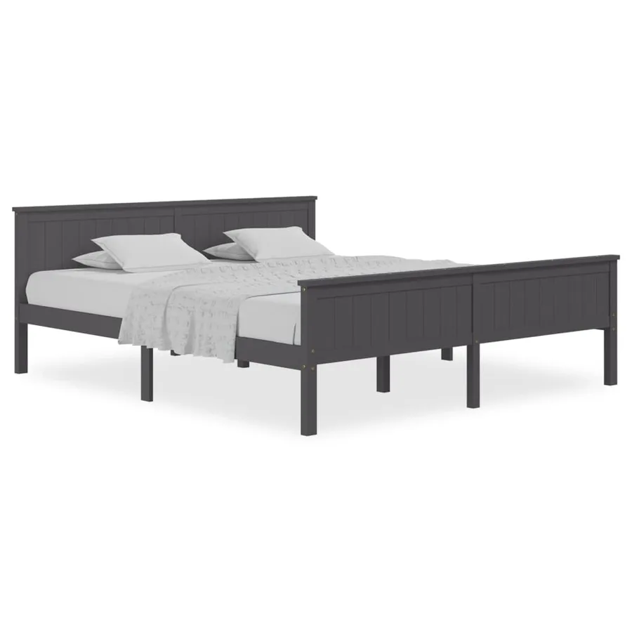 Cadre de lit sans matelas bois massif de pin gris 200x200 cm - 2
