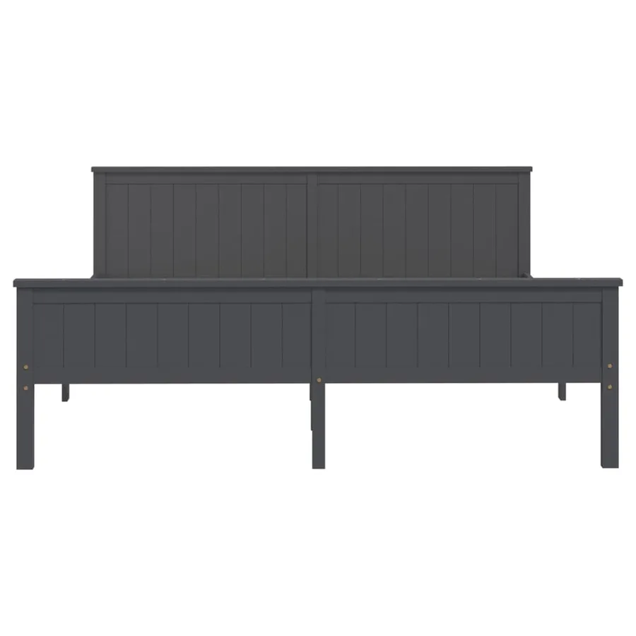 Cadre de lit sans matelas bois massif de pin gris 200x200 cm - 4
