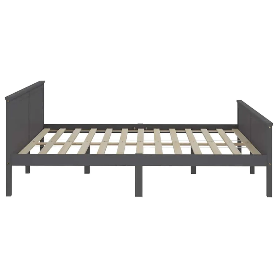 Cadre de lit sans matelas bois massif de pin gris 200x200 cm - 5