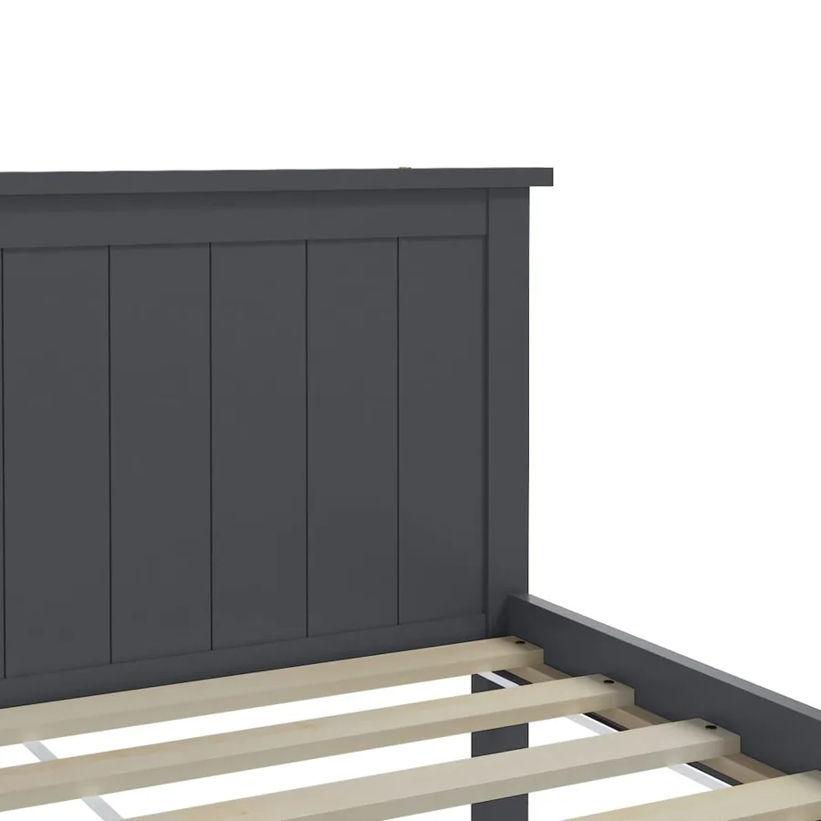 Cadre de lit sans matelas bois massif de pin gris 200x200 cm - 6