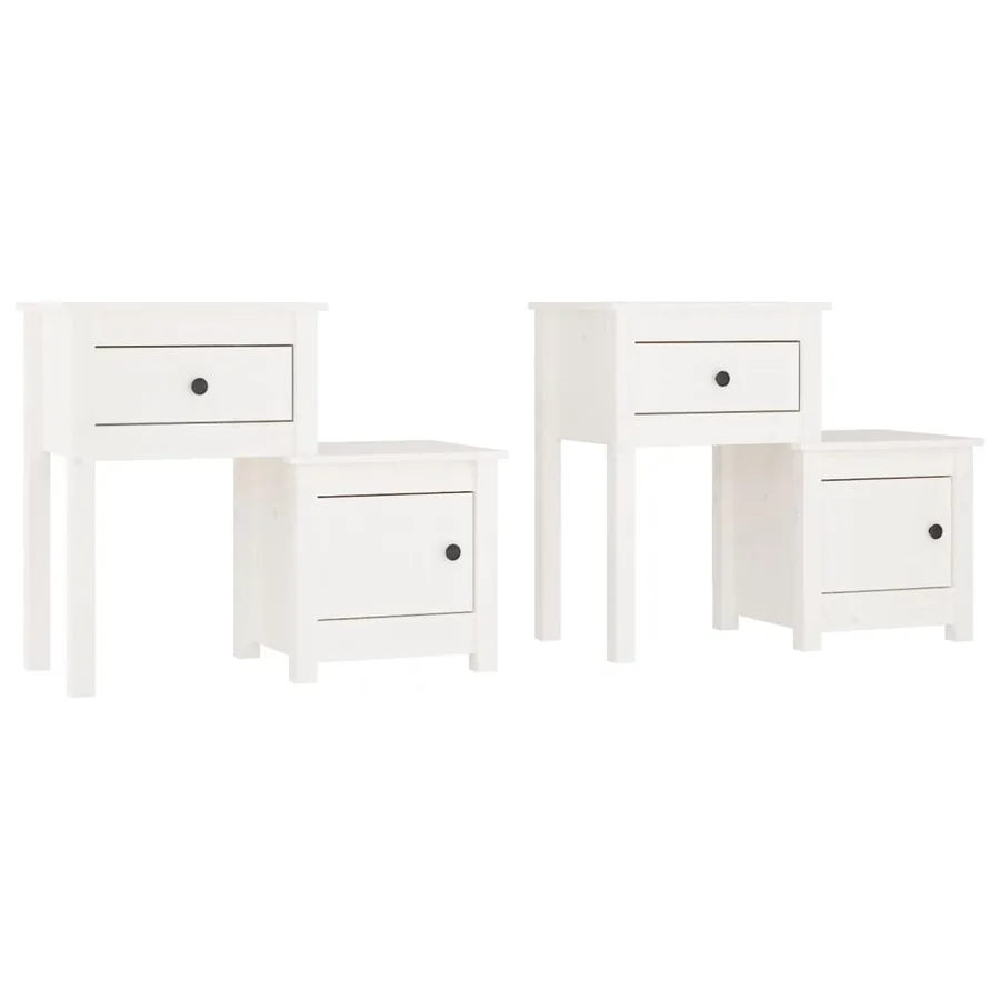 Tables de chevet 2 pcs Blanc 79,5x38x65,5 cm Bois de pin massif - 2
