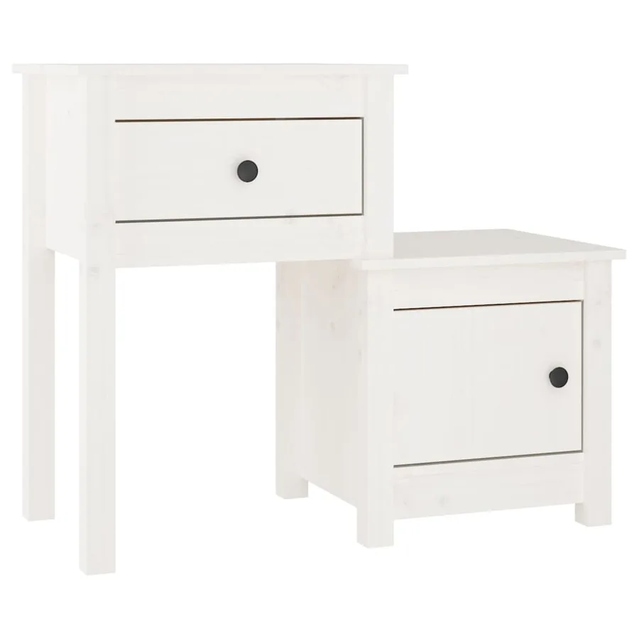 Tables de chevet 2 pcs Blanc 79,5x38x65,5 cm Bois de pin massif - 3
