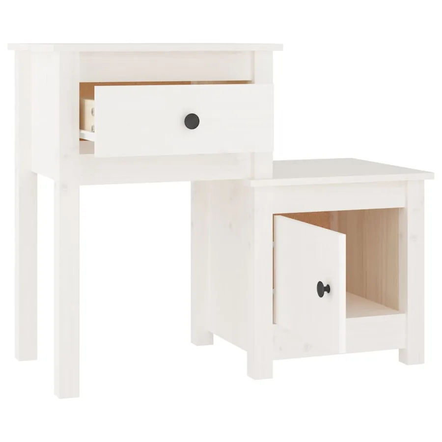 Tables de chevet 2 pcs Blanc 79,5x38x65,5 cm Bois de pin massif - 4