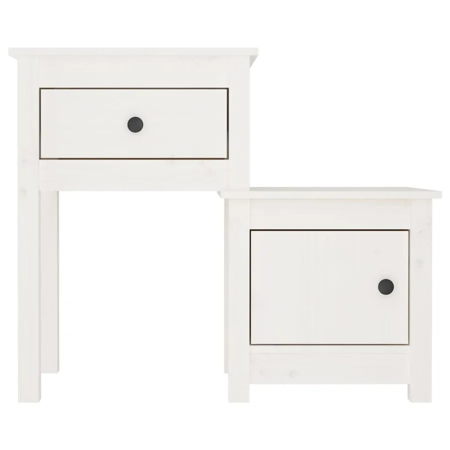 Tables de chevet 2 pcs Blanc 79,5x38x65,5 cm Bois de pin massif - 5