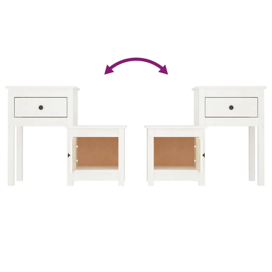 Tables de chevet 2 pcs Blanc 79,5x38x65,5 cm Bois de pin massif - 6