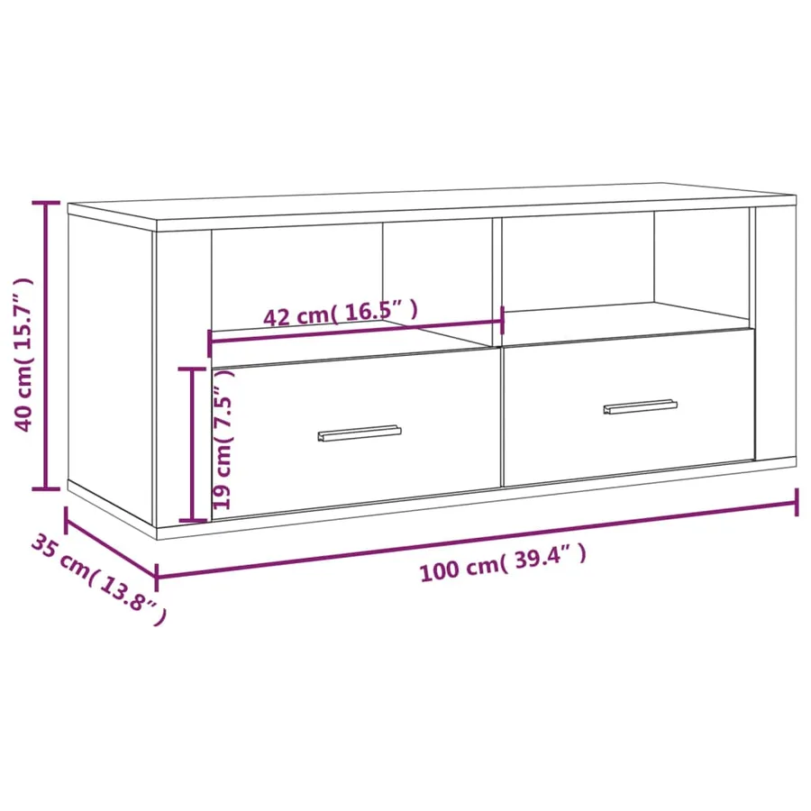 Meuble TV Sonoma gris 100x35x40 cm Bois d'ingénierie - 10