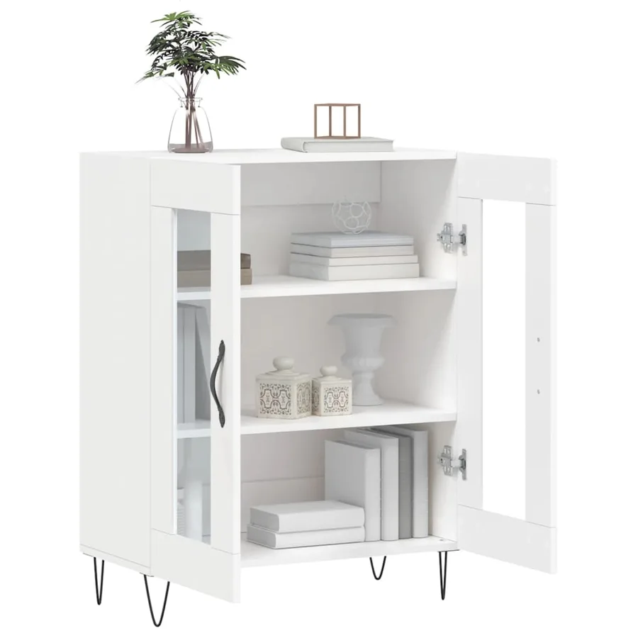 Buffet blanc 69,5x34x90 cm bois d'ingénierie - 4