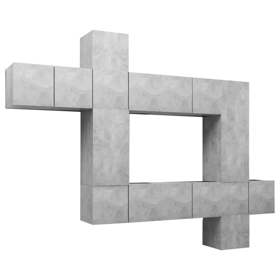 Ensemble de meubles TV 10 pcs Gris béton Bois d'ingénierie - 2
