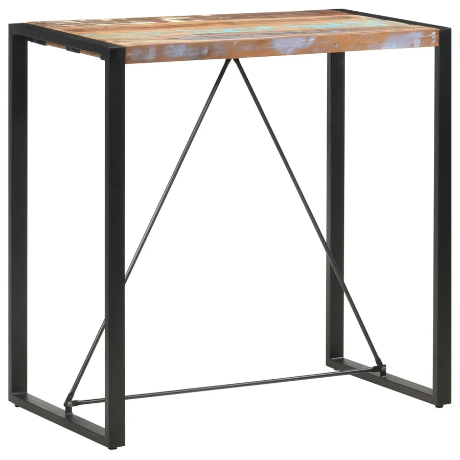 Table de bar 110x60x110 cm Bois massif de récupération - 6