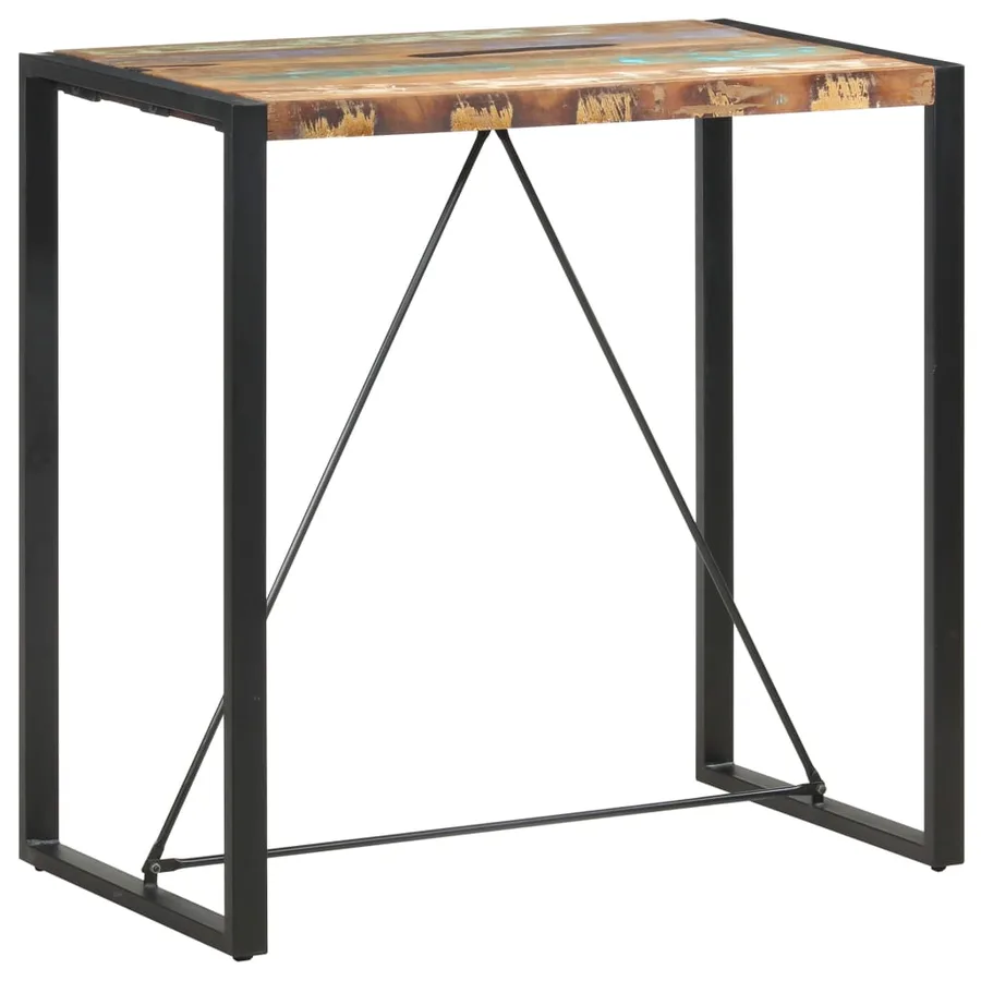 Table de bar 110x60x110 cm Bois massif de récupération - 7