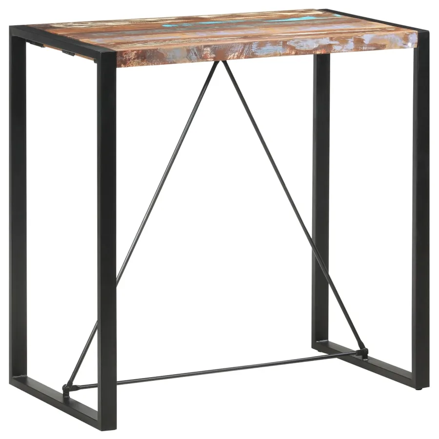 Table de bar 110x60x110 cm Bois massif de récupération - 9