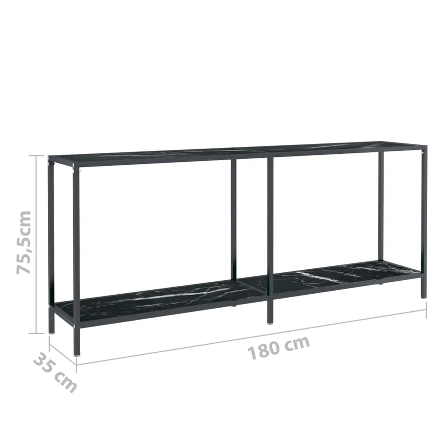 Table console Noir 180x35x75,5 cm Verre trempé - 8