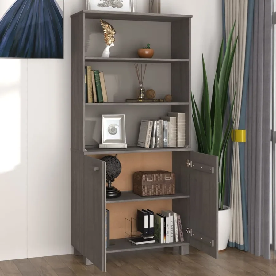 Buffet HAMAR Bois massif de pin Gris clair - 7