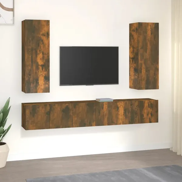 Ensemble de meubles TV 5 pcs Chêne fumé Bois d'ingénierie
