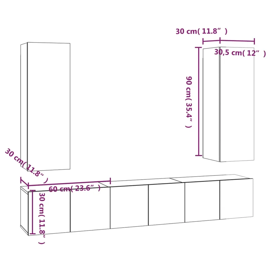 Ensemble de meubles TV 5 pcs Chêne fumé Bois d'ingénierie - 11