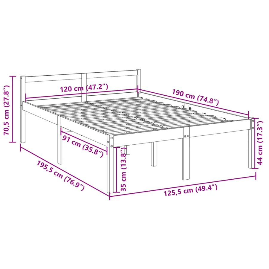 Lit pour personne âgée sans matelas blanc 120x190 cm - 10