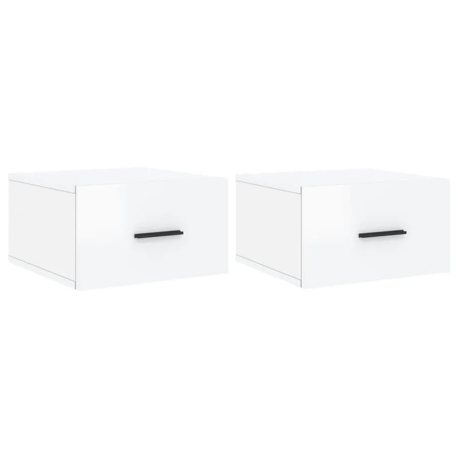 Tables de chevet murales 2 pcs blanc brillant 35x35x20 cm - 2