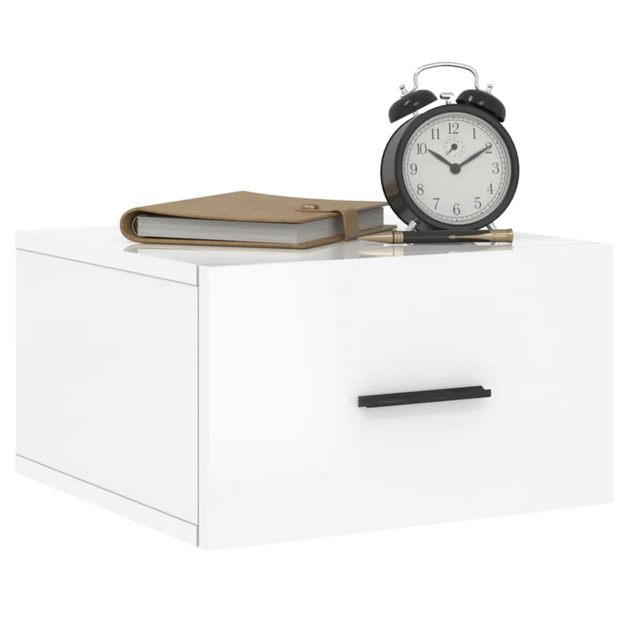 Tables de chevet murales 2 pcs blanc brillant 35x35x20 cm - 3