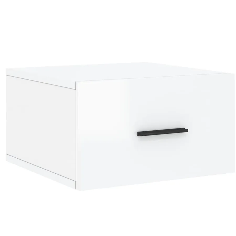 Tables de chevet murales 2 pcs blanc brillant 35x35x20 cm - 5