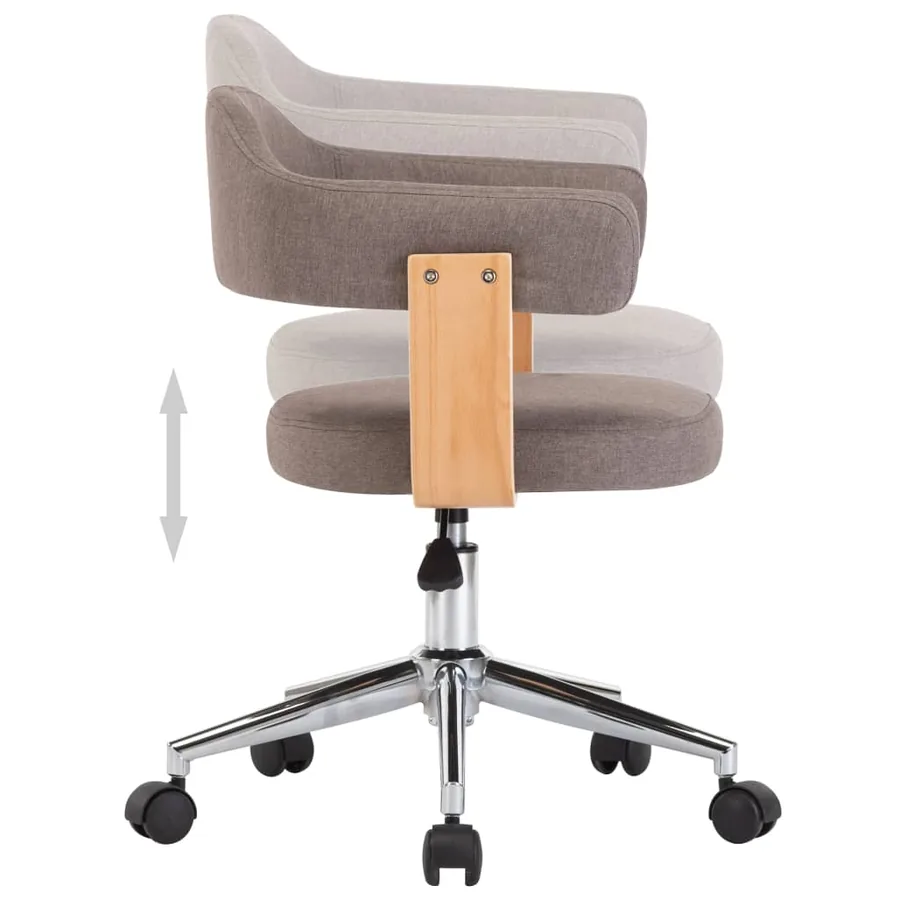 Chaises pivotantes à manger lot de 4 taupe bois courbé et tissu - 6