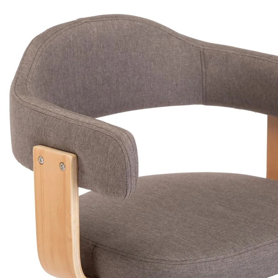 Chaises pivotantes à manger lot de 4 taupe bois courbé et tissu - 7