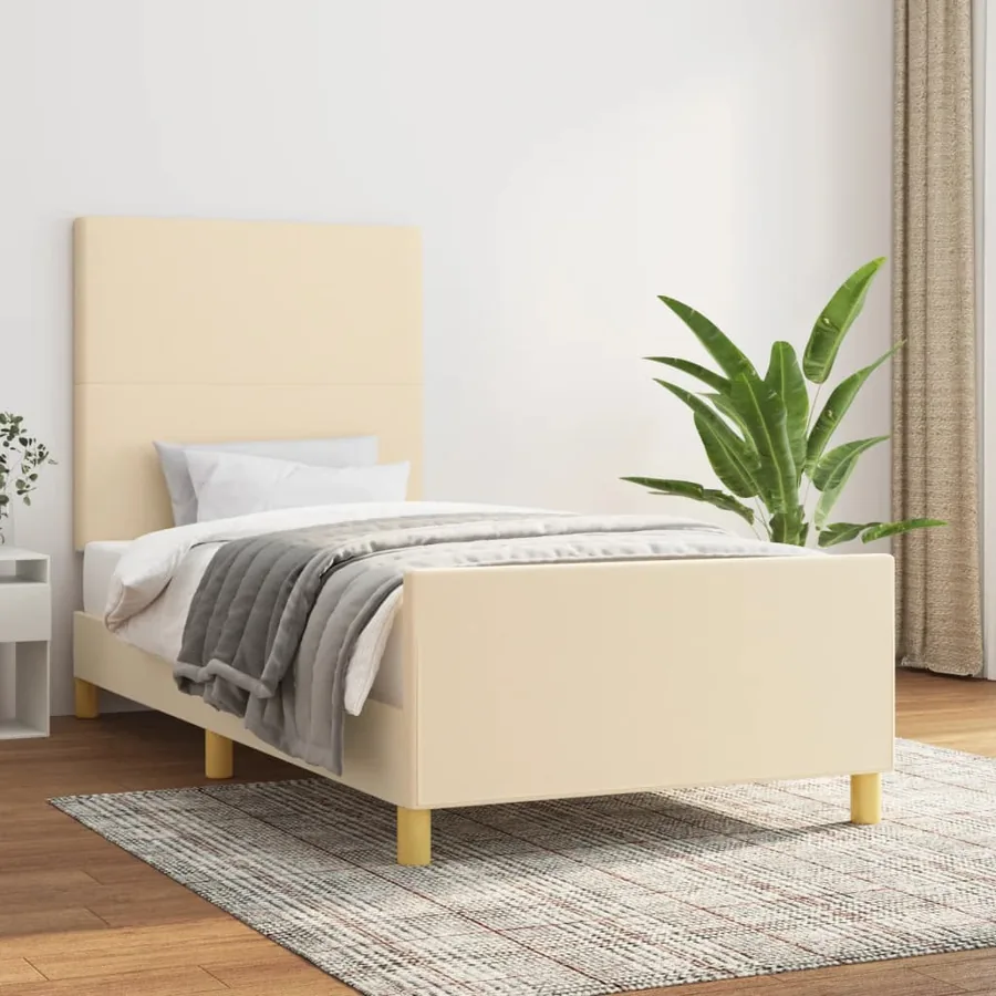 Cadre de lit sans matelas crème 80x200 cm tissu