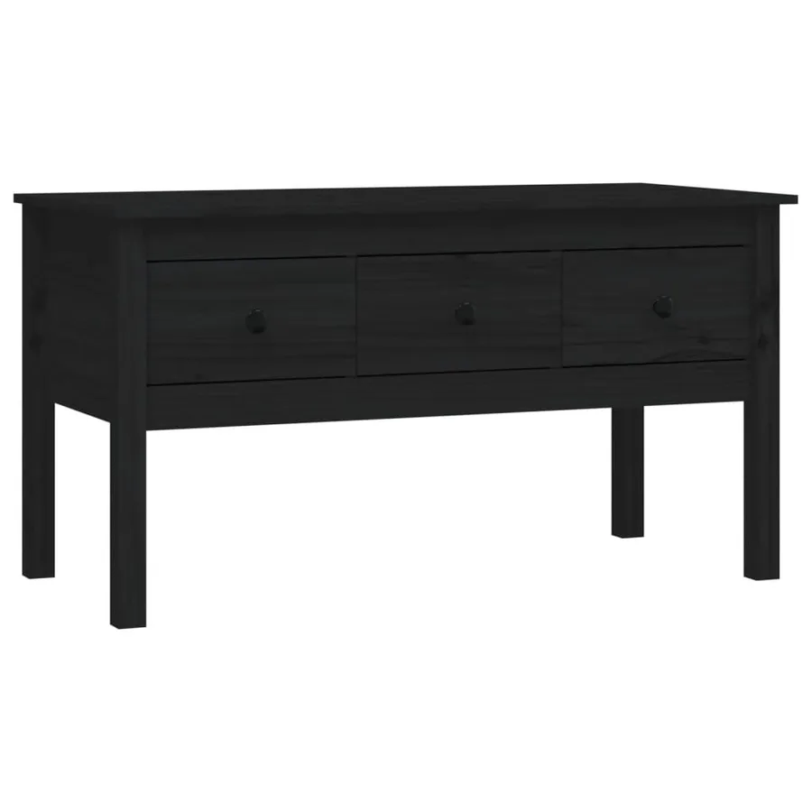 Table basse Noir 102x49x55 cm Bois massif de pin - 2