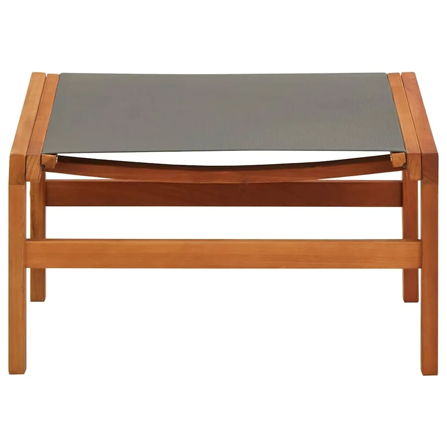 Chaise de jardin et repose-pied Gris Eucalyptus et textilène - 5