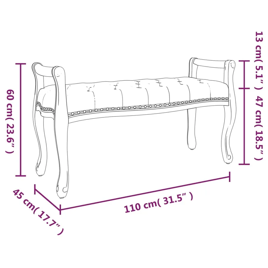 Banc Gris foncé 110x45x60 cm Tissu - 7
