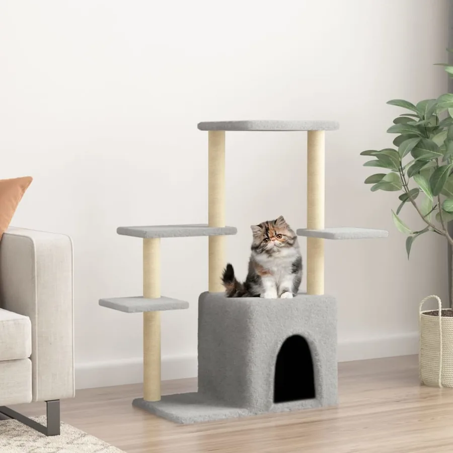 Arbre à chat avec griffoirs en sisal gris clair 97,5 cm