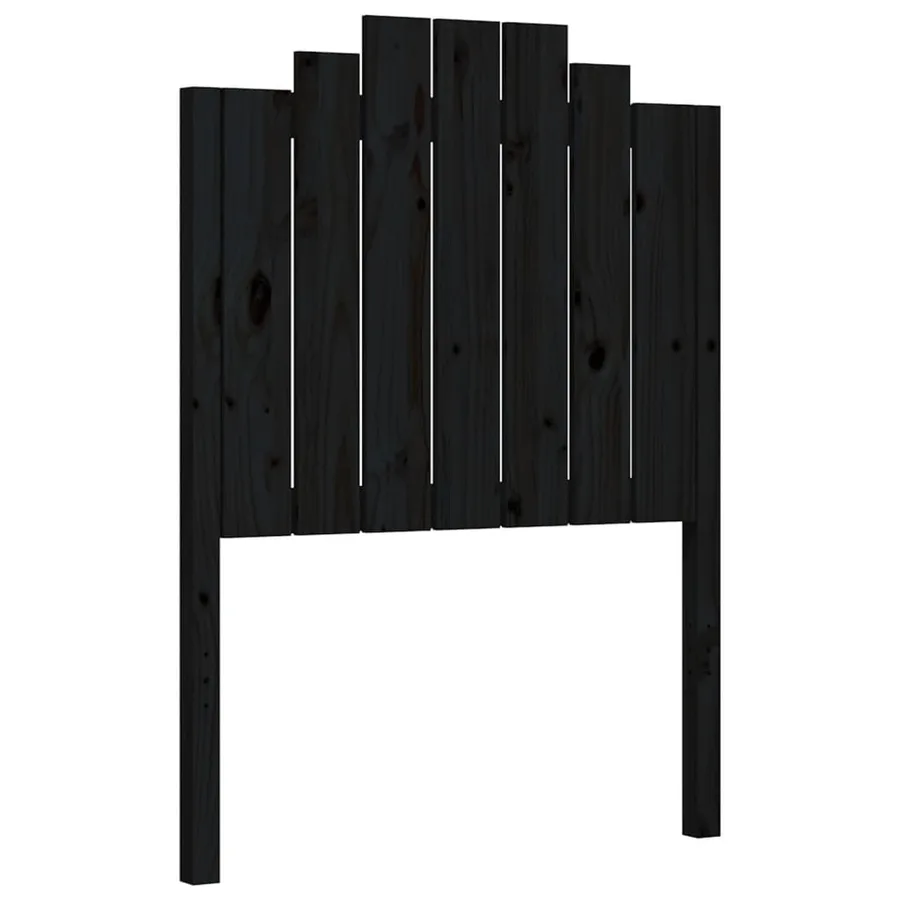 Cadre de lit sans matelas noir bois de pin massif - 8