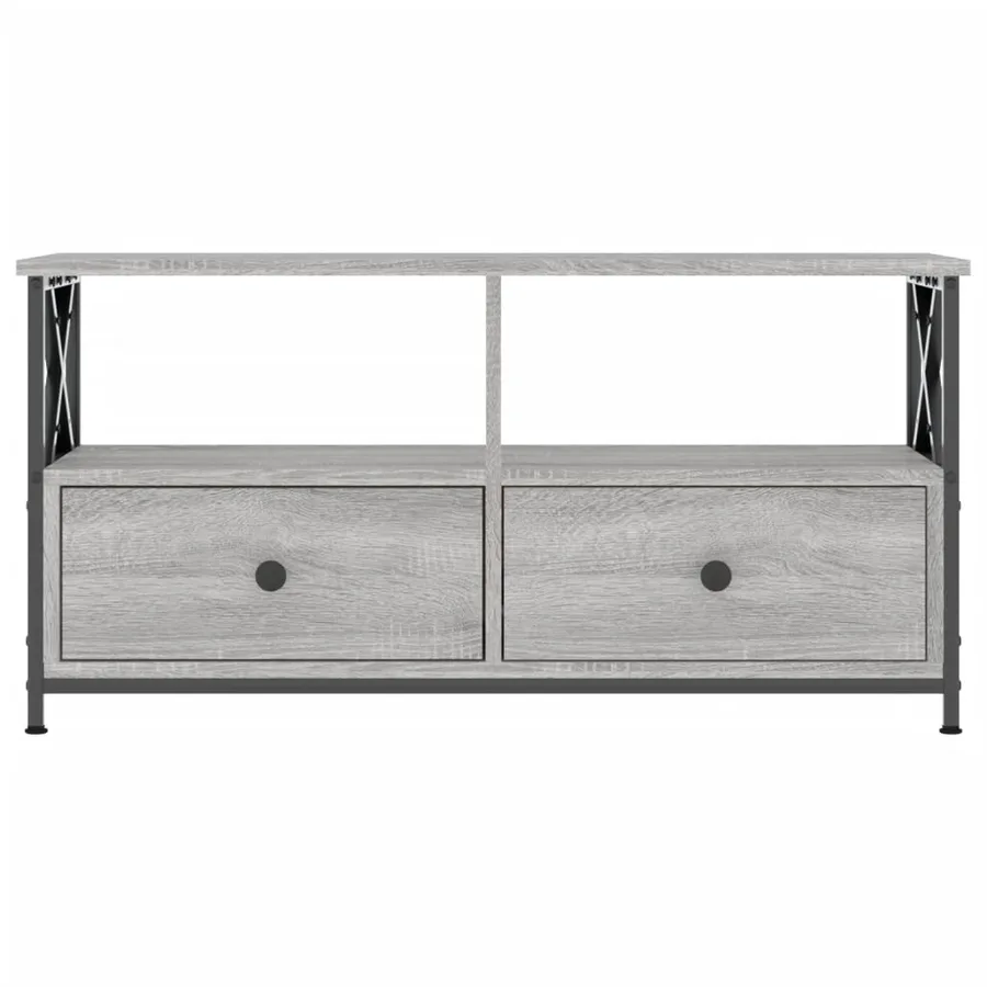 Meuble TV sonoma gris 90x33x45 cm bois d'ingénierie et fer - 3